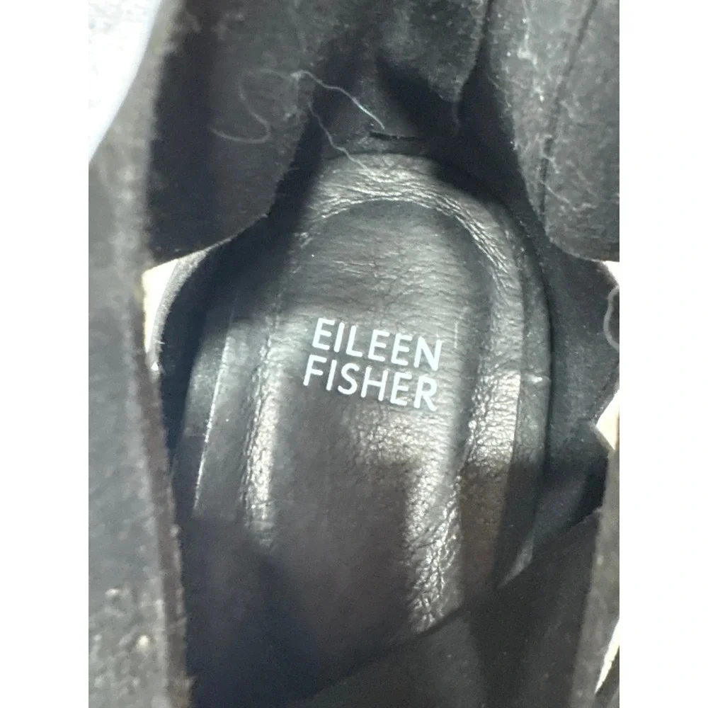 Eileen Fisher Viv Tumbled Black Nubuck Wedge Sandal Resort Travel Casual 9